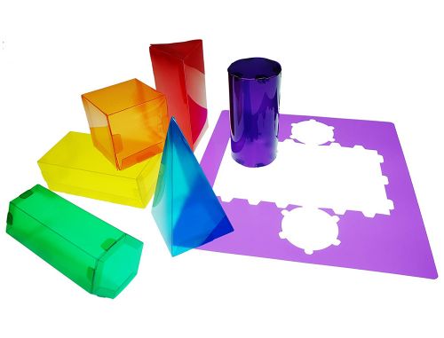 Jogo modelos 3d henbea plastico flexivel formas geometricas cores translucidas 35x35 cm , Henbea , 68415 , 8413019108612